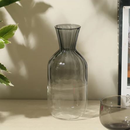 Ribbed Glass Carafe - Shaded Grey