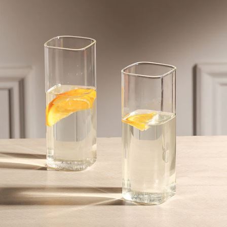 Borosilicate Square Long Drink Glasses, Set of 2