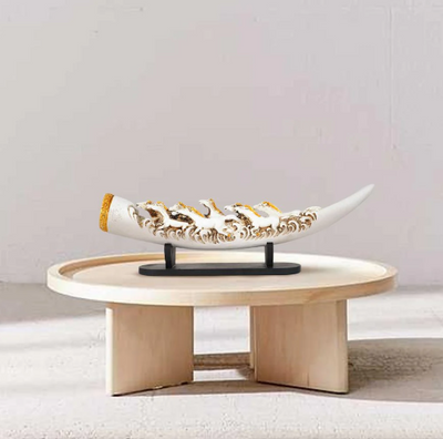 Eight Running Horses Carved In Tusk | Feng Shui Table Accent