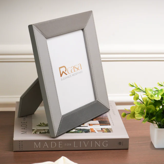 Grey Faux Leather 8 x 10" Photo Frame