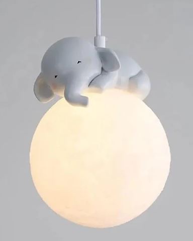 Cute Animal Shaped Moon Pendant Light - Elephant