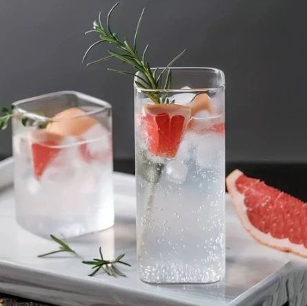 Borosilicate Square High Ball Glasses, Set of 2