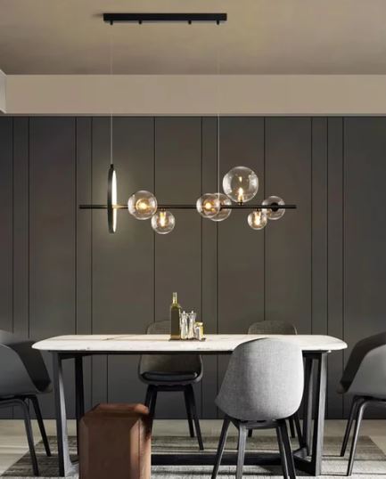 Clear Glass Glob Ring Chandelier
