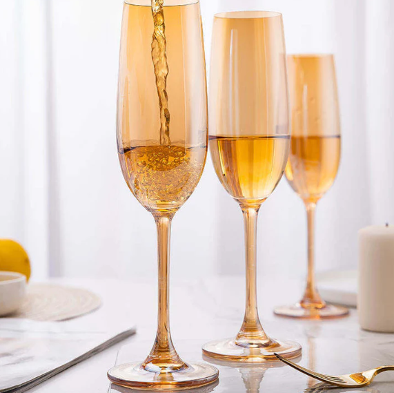 Nordic Golden Champagne Wine Glasses - 180 ml