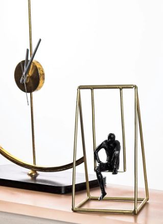 Modern Art Scholar Deep in Thought Table Accent