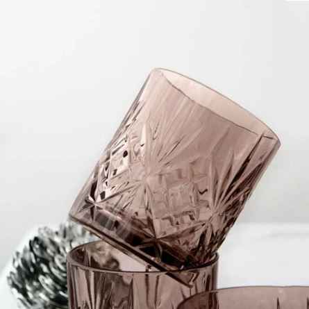 Timeless Whiskey Tumblers 345ml, Set of 4 - Brown Grey