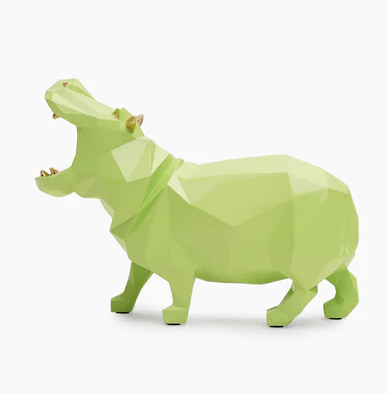 Green Polyresin Hippopotamus Figurine