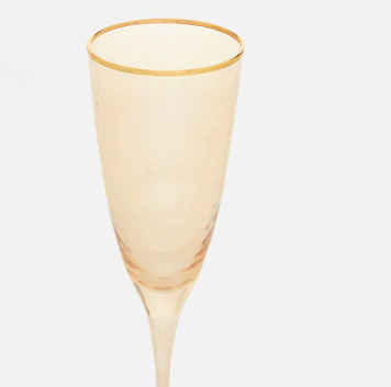 Set of 2 Gold Hammered Flute Glasses