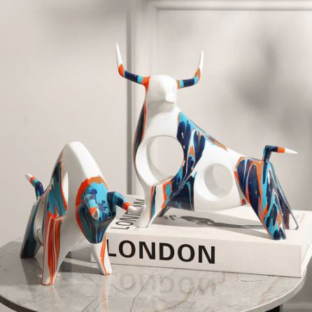Prime Bull Decorative Sculpture - Splash Blue