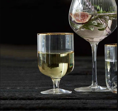 Palermo Gold Wine Glasses 300ml, Set of 4
