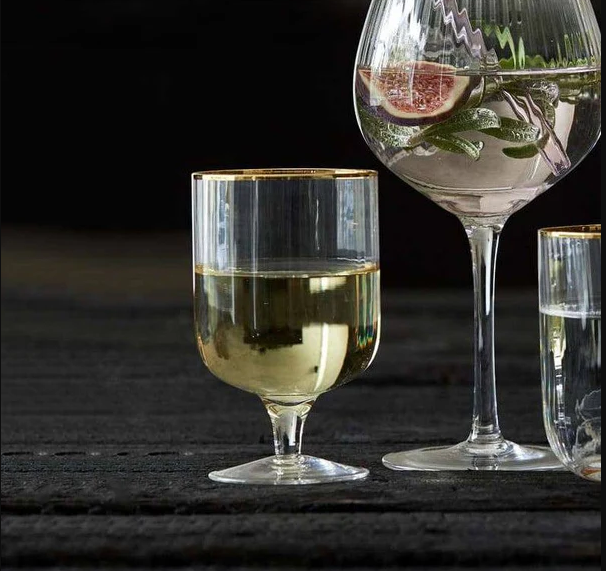Palermo Gold Wine Glasses 300ml, Set of 4