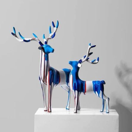 Antler Decorative Sculptures, Set of 2 - Splash Blue