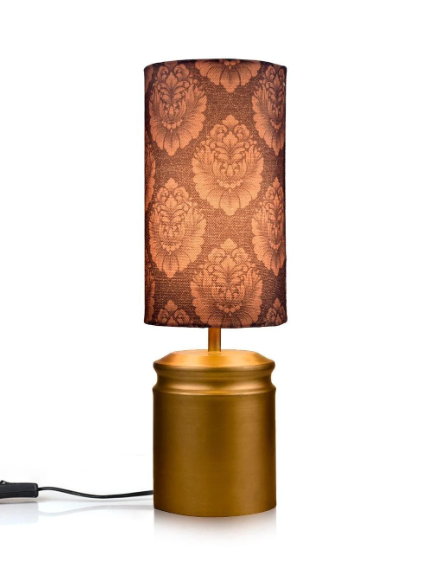 Metal Golden Table Lamp with Motives Printed Shade