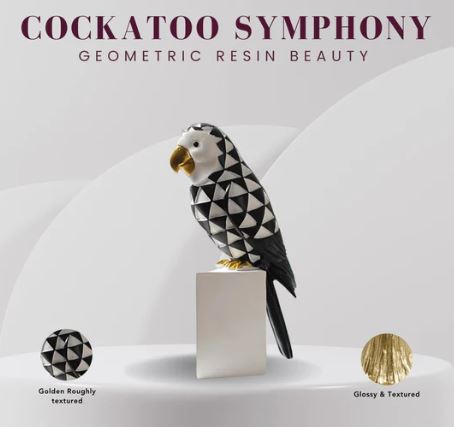 Cockatoo Symphony: Geometric Resin Beauty