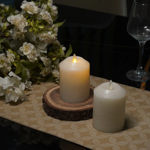 Real Wax Marble Grey LED Candle, small