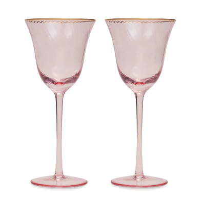 Set of 2 Pink Spiral Textured Champagne Flutes