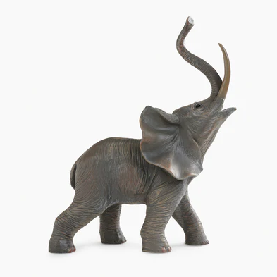 Brown Natural Finish Polyresin Elephant Figurine