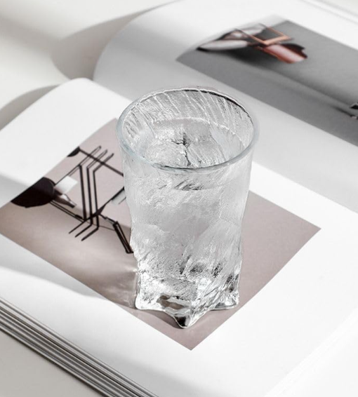 Frosted Ice Textured Glass Tumbler for Whiskey - Set of 2, 4 & 6