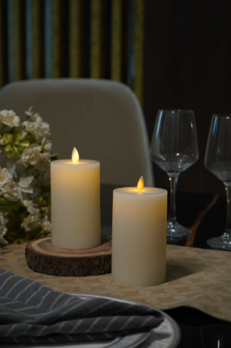 Fluted White LED Candle – Large