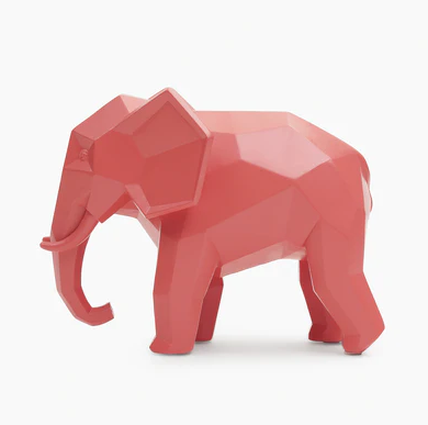 Orange Polyresin Elephant Figurine