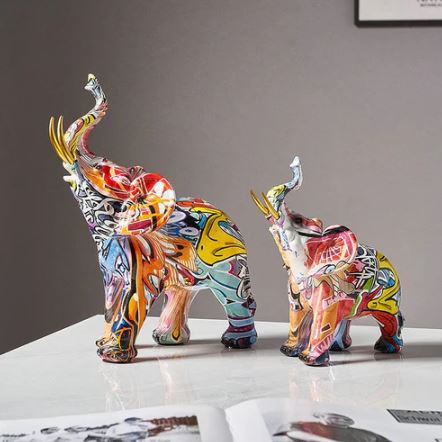 Graffiti Elephant Decorative Sculpture Medium