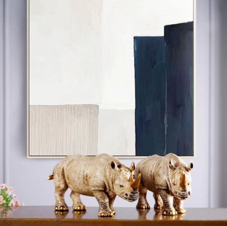 Golden-Horned Rhino Table Accent
