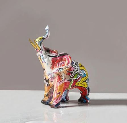 Graffiti Elephant Decorative Sculpture Small