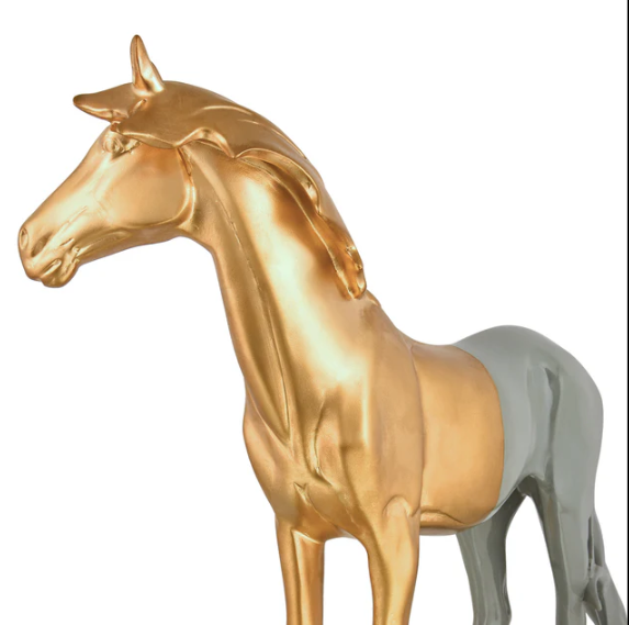 Grey & Gold Cavallo Running Horse Polyresin Figurine