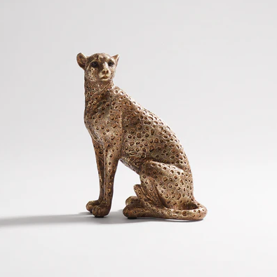 Gold Polyresin Sitting Cheetah
