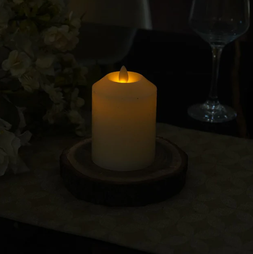 Marble Texture White Real Wax LED Candle – Small