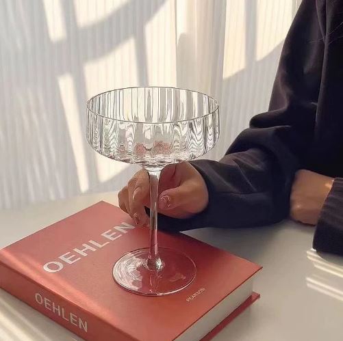 Modern Stripe Cocktail Coupe Glass - Set Of 6