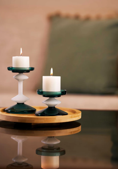 Emerald Pillar Candle Stand (long)