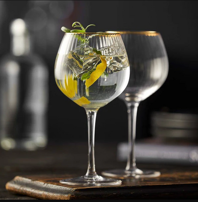 Palermo Gold Rounded Gin & Tonic Glasses 650ml, Set of 4