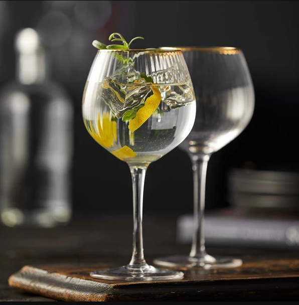 Palermo Gold Rounded Gin & Tonic Glasses 650ml, Set of 4