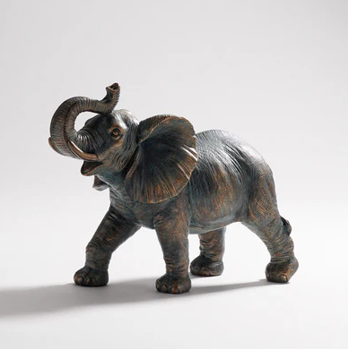 Copper Polyresin Walking Elephant - Large