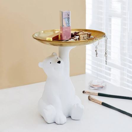 Sitting Bear Sculpture with Trinket Tray