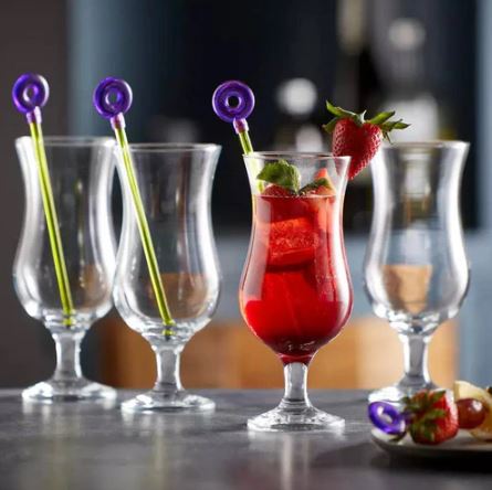 Hurricane Cocktail Glasses with Stirrers 450ml, Set of 2