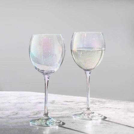 Polka Wine Glasses 400ml, Set of 2 - Mother of Pearl