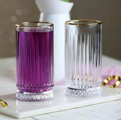 Elysia Long Drink Glasses with Gold Rim 280ml, Set of 4