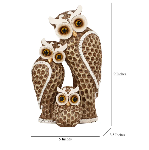 The Loving Owl Family Statue (Brown)