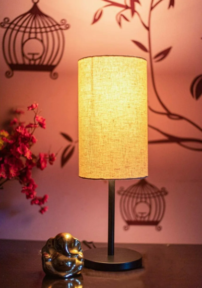Black Sleek Table Lamp Cylindrical Shade