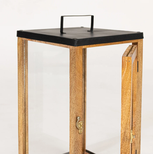 Ira Wooden Lantern - Brown