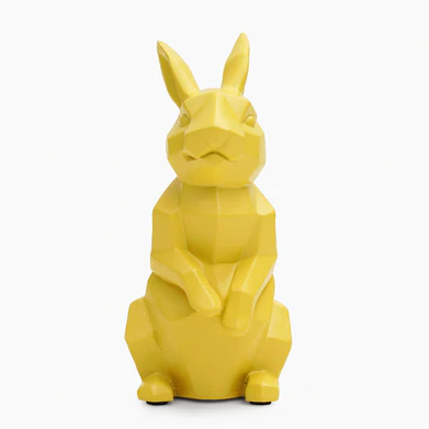 Yellow Polyresin Rabbit Figurine