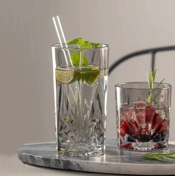 Capri Long Drink Tumblers 390ml, Set of 4 - Grey