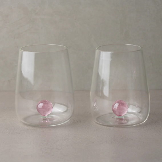 Handblown Drinking Glass - Pink (Set Of 2)