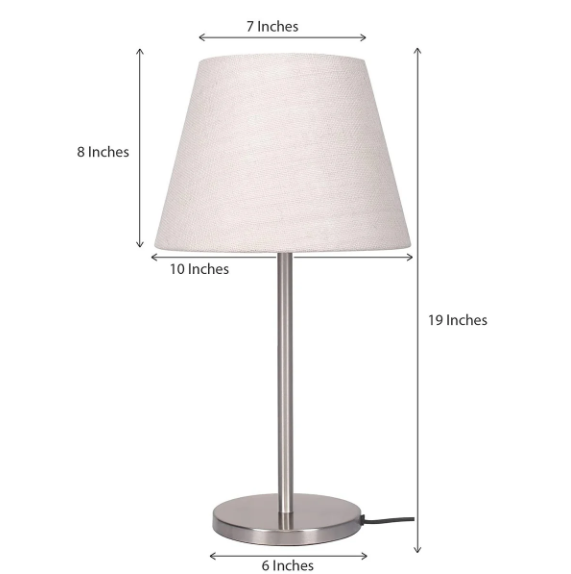 Modern & Sleek Stainless Steel Silver Finish Table Lamp 10 Inches