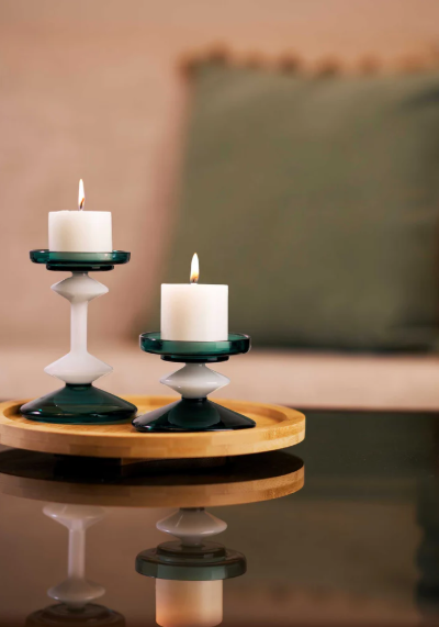 Emerald Pillar Candle Stand (short)