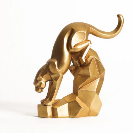 Descending Jaguar Decorative Sculpture - Amber Gold