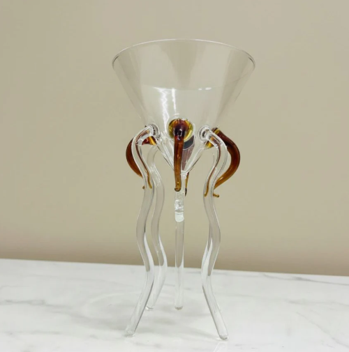 handcrafted octopus cocktail glass - set of 2