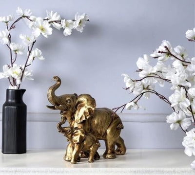 Rustic Mom and Baby Elephant Table Accent
